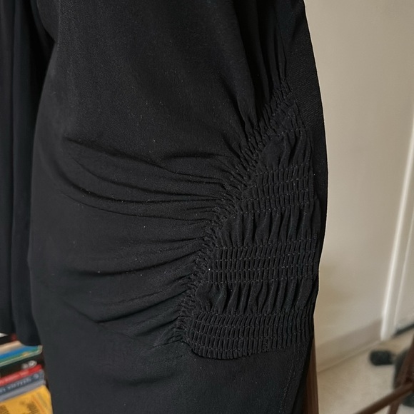 Simply Vera Wang Black Ruched Side Long Sleeve Midi Dress - Picture 3 of 8